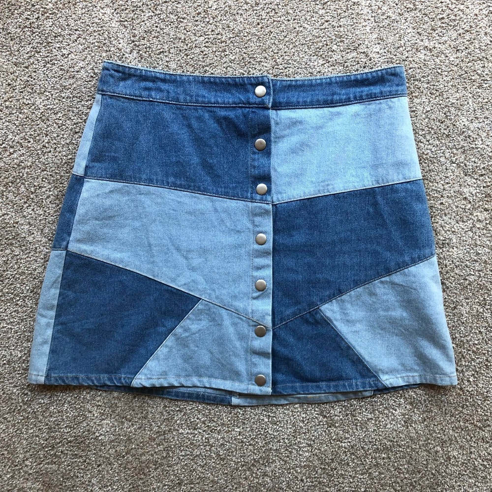 Patchwork Button up Skirt